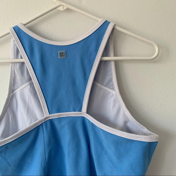 Vintage 90s Y2K Nike Bright Blue Halter V Neck Workout Active Crop Top Set - Picture 4 of 4